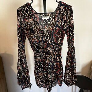 Abercrombie & Fitch Paisley Print Long Sleeve Romper – XS